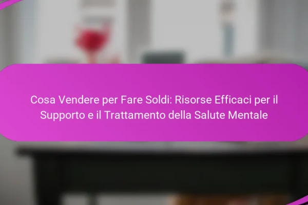 Cosa Vendere per Fare Soldi: Risorse Efficaci per il Supporto e il Trattamento della Salute Mentale